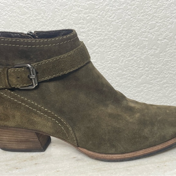 Aquatalia boots ankle suede green sz 8.5 Fanny with buckle - Picture 6 of 9